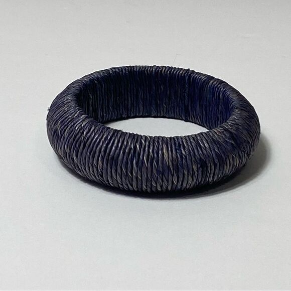 Women's Blue Denim Textured Boho Bangle Bracelet - Picture 6 of 10